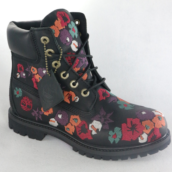 Timberland Shoes | Rare Timberland 6 Premium Waterproof Icon Floral Boots Pair Sz 6.5 | Color: Black/Pink | Size: 6.5 | Queenscloset57's Closet
